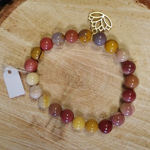 Mookaite 8mm bracelet w lotus charm